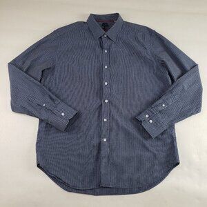 Robert Graham Button Down Shirt Mens Large Blue Classic Fit Striped Long Sleeve